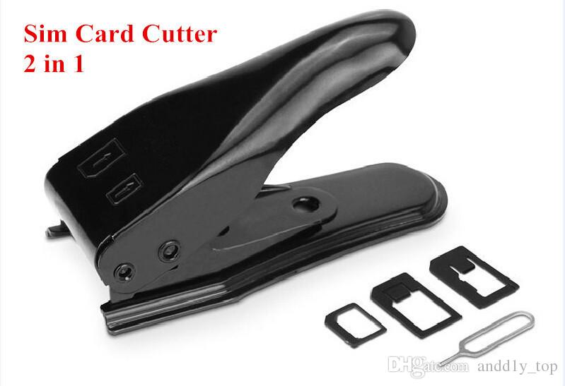 Dual 2 in 1 Nano Micro sim card cutter for iPhone 6 Plus Nano sim card cutting tool adapter
