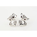 I FREEFashion Gift S925 Sterling Silver Mosaic Diamond Fox Shape Stud Earrings 2 pcs (1 pair)