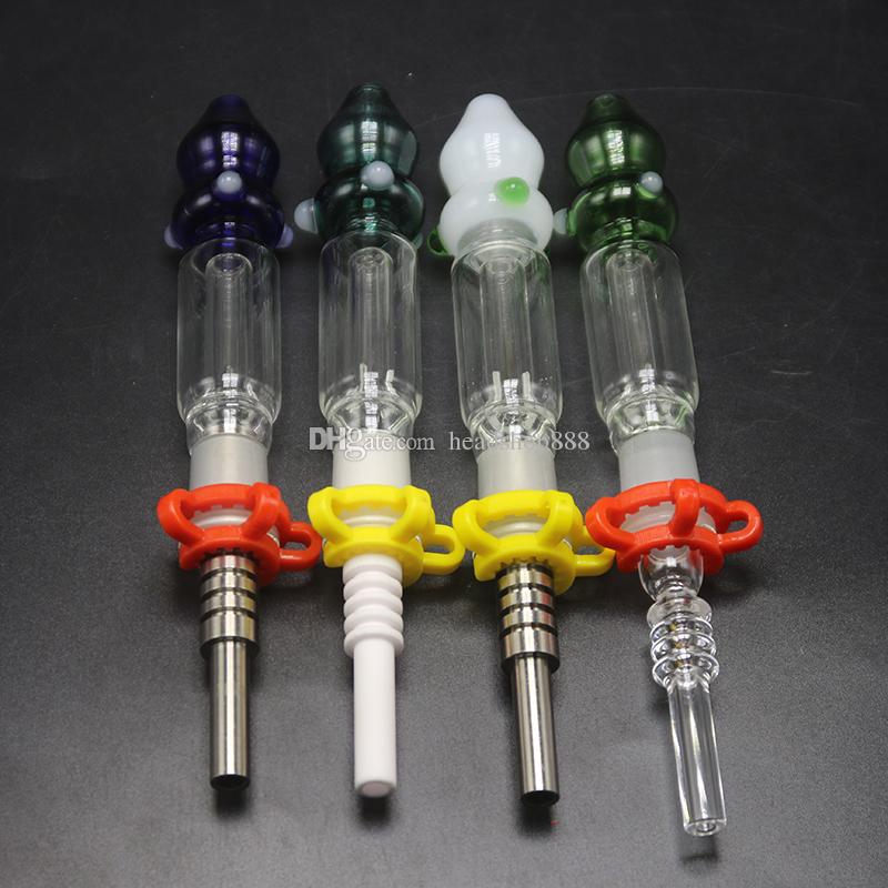 10mm 14mm Honey Bird Kit Concentrate Honey Dab Oil Rig Straw Glass Pipe Perfect Dab Smoking Pipe With Titanium Tip Ceramic Tip