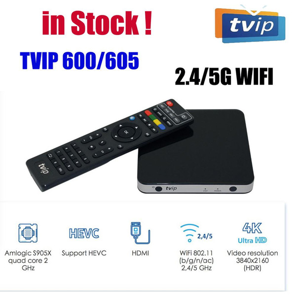 Wholesales Linux set top box TVIP 605 dual system android amlogic s905x 2.4G/5G WIFI 1GB8GB Smart Media Player TVIP605 PK mag322w1