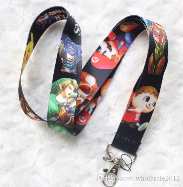 Wholesale - NEW Cartoon Black mario neck Lanyard Key Chain ID Badge Protector 18" Neck Lanyard for MP3/4 cell phone DS lite Free shipping