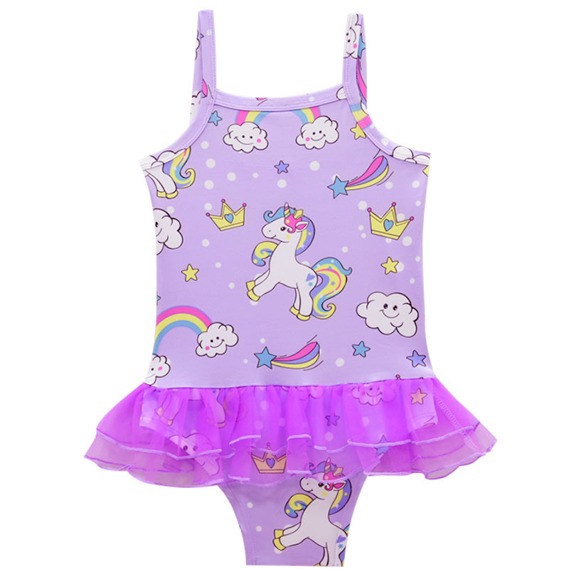 Pretty Rainbow Unicorn Print Swimsuit