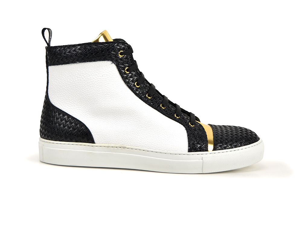 Gianmarco - High top sneakers black victory, white grain and gold shiny