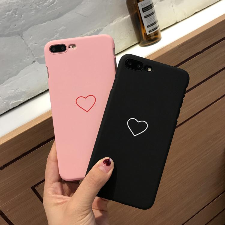 3D Cartoon Cute Matte Love Heart Couple Case for IPhone X XS MAX XR 8 7 6 6S PLUS 5 5s Se 7plus 8plus Phone Shell Cute Case Cover