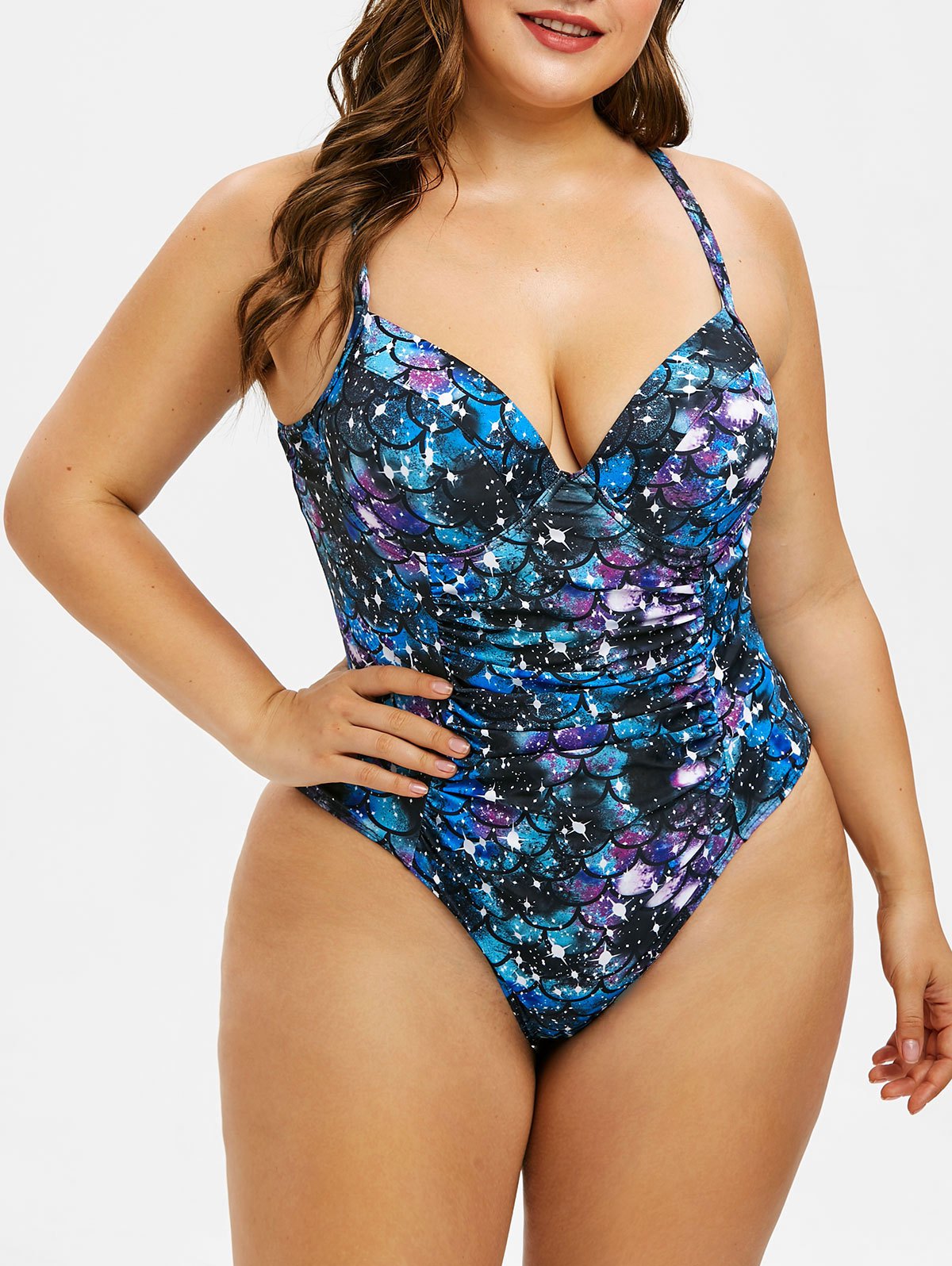 Plus Size Ruched Mermaid Swimsuit