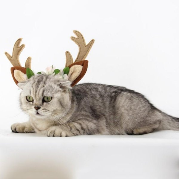 Dog Apparel COS Props Christmas Cap Pets Dogs Fun Hats Cat Antlers Head Hoop Souvenirs Decoration F Decor Supplies Gifts