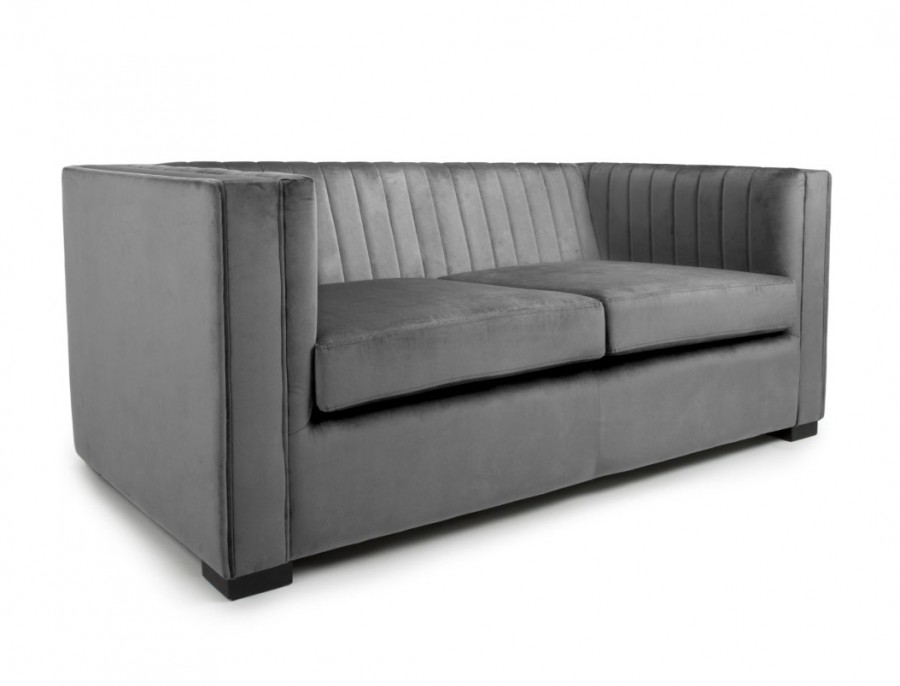 Victoria 2 Seater Brushed Velvet Grey Sofa