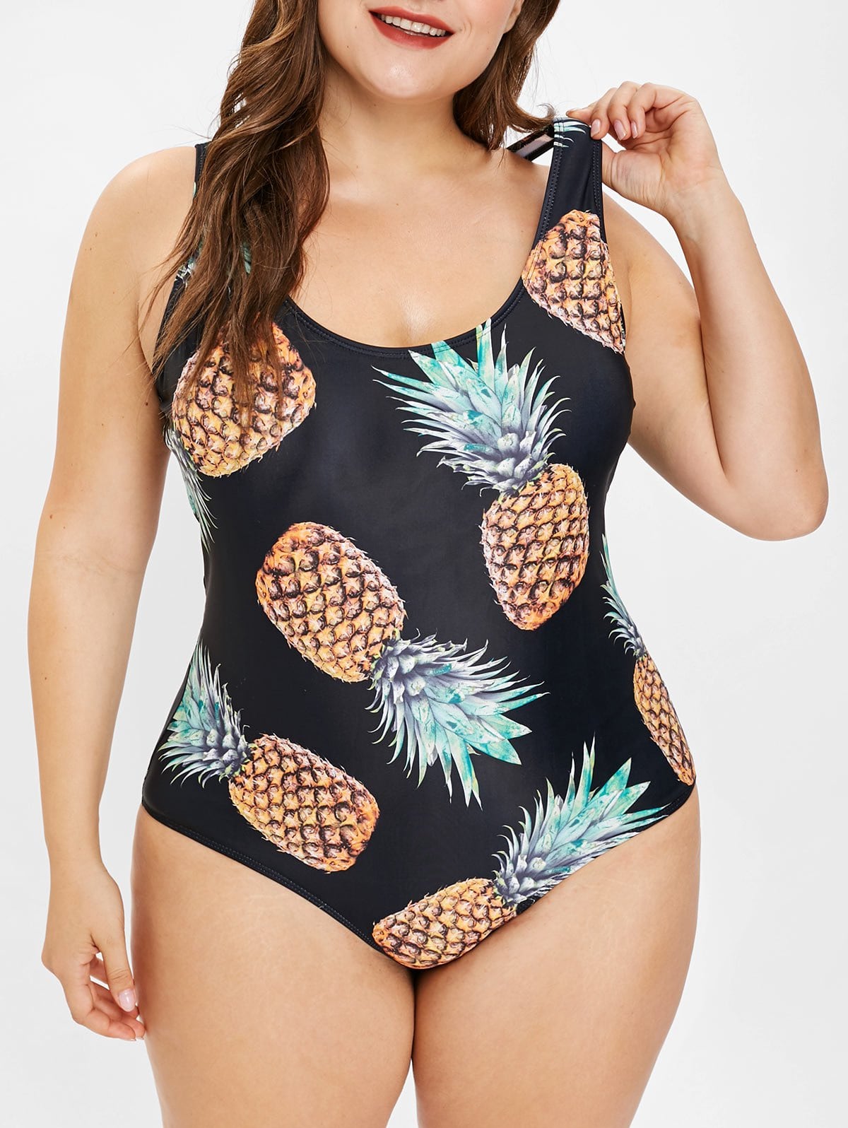 Scoop Neck Printed Plus Size Swimsuit