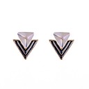 Stone Set With Enamel Triangle Stud Earrings
