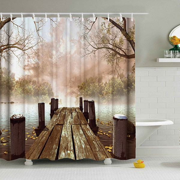 Shower Curtain And Bath Mat Set Waterproof Polyester Bathroom Fabric New Waterproof Shower Curtains with 12 Hooks 3D Printed Bath