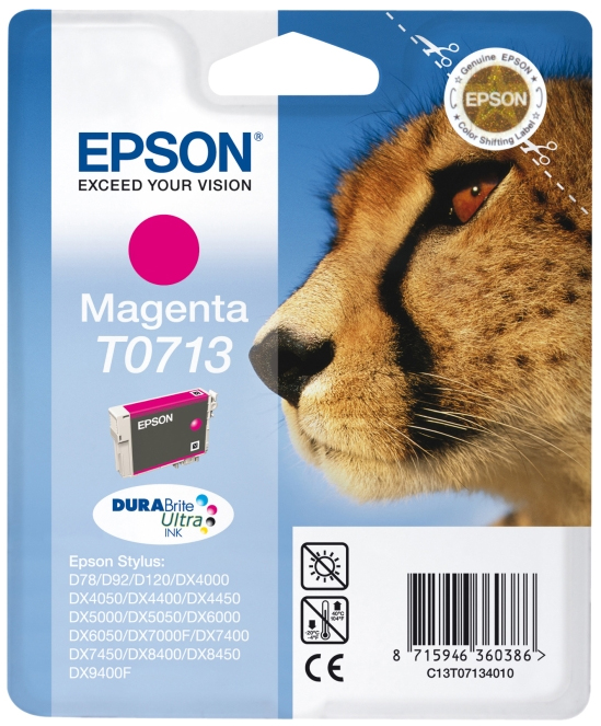 Epson Original T0713 Cheetah Ink Cartridge 5.5ml Magenta