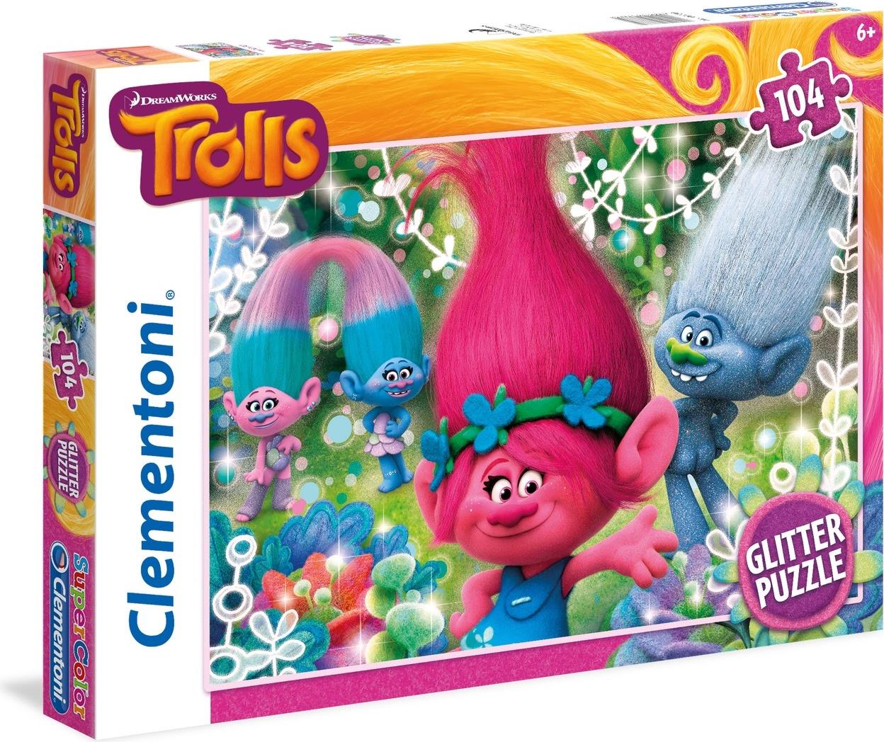 Clementoni PUZZLE Z BROKATEM 104 EL Trolls - Glitter Burst! 27249 (27249 / 8005125272495)