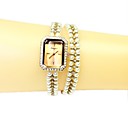 Women's Square Dial Pearls Band Quartz Bracelet Watch