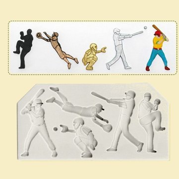 Baseball Players Silicone Cake Fondant Mold Chocolate Cookies Mold DIY Cake Baking Decorating Tools