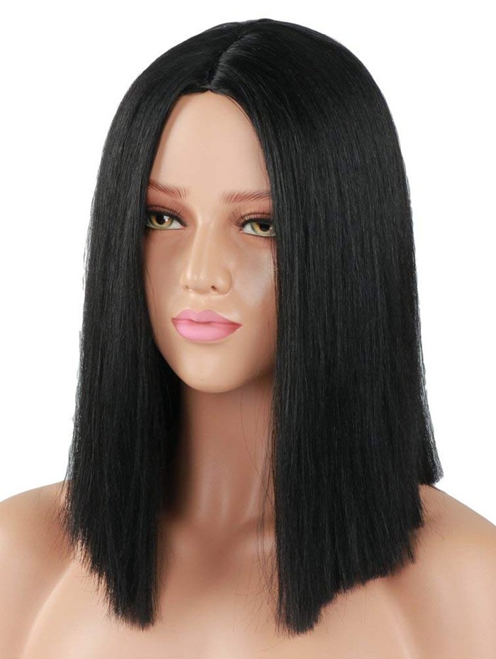 Center Part Straight Medium Synthetic Wig