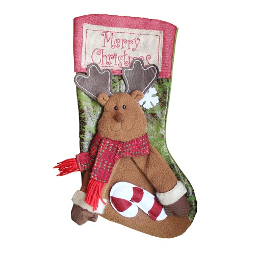 Merry Christmas Hanging Stockings Gift Candy Bag Christmas Decoartions Ornaments--Reindeer