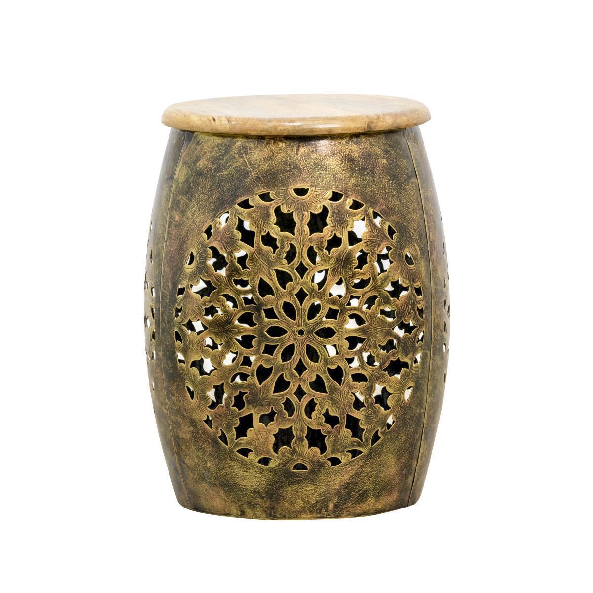 Peetal Round Drum Side Table