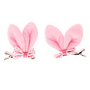 Sweet Rabbit Ear Pink Fabric Barrettes For Kid's(Pink,Rose)(1 Pair)