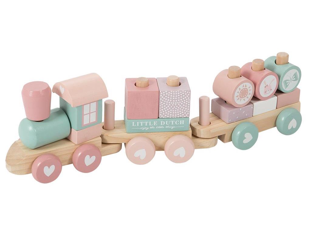 Little Dutch Holzeisenbahn mit Steckformen, Adventure Pink, Little Dutch