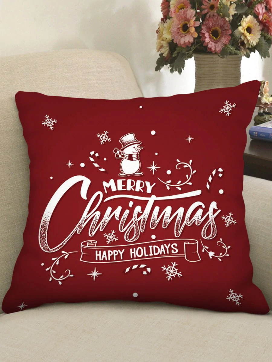 Merry Christmas Snowman Pillow Cover