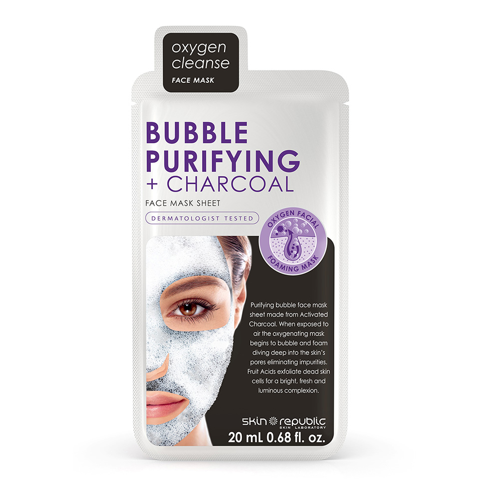 skin republic bubble purifying & charcoal face mask sheet