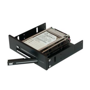 LogiLink SATA Wechselrahmen für 2.5 Festplatten, schwarz zum Einbau in 13,30cm (5,25) Schacht, Anschluss: 2x SATA, Einbau/ - 1 Stück (MR0007)