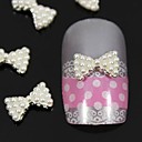 10pcs blanc perle noeud papillon 3d bricolage clou en alliage de décoration d'art