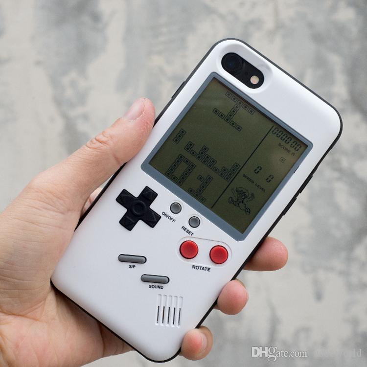 Retro Game Tetris Phone Cases Play Game Console Cover Shockproof Protection Case For iPhone X 8 7 6 Plus With Retail package