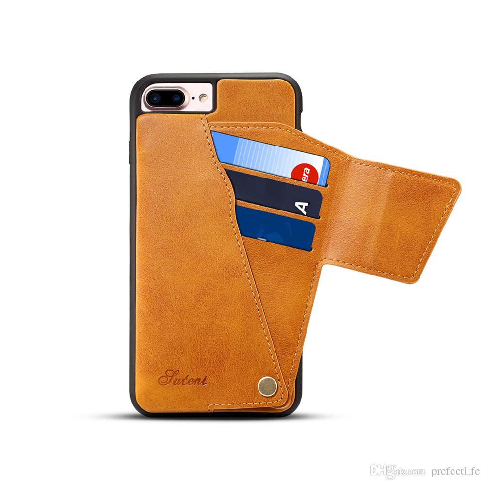 Luxury Rotating Flip Leather Case for iPhone 7 8 Plus Card Slot Back Case Vintage PU Leather Cover for iPhone 6 6S Plus