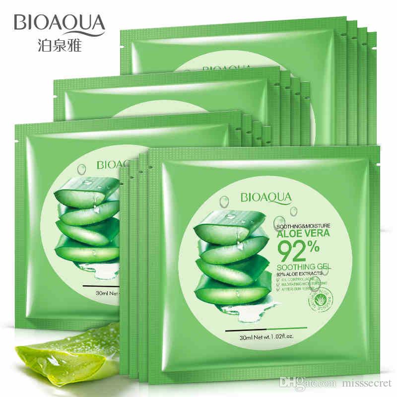 BIOAQUA Natural Aloe Vera Gel Face Mask Moisturizing Oil Control Shrink Pores Facial Mask Wrapped Mask cosmetic Skin Care