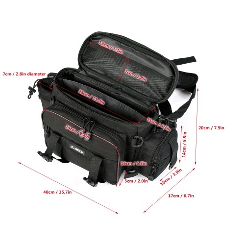 Multifunctional Fishing Tackle Bag Outdoor Sports Single Shoulder Bag Crossbody Bag Waist Pack Fishing Lures Tackle Gear Utility Storage Bag with 2 Fishing Tackle Box Utility Case