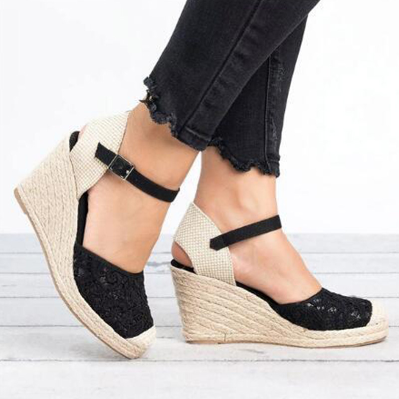 Graceful Embroidered Wedge Sandals