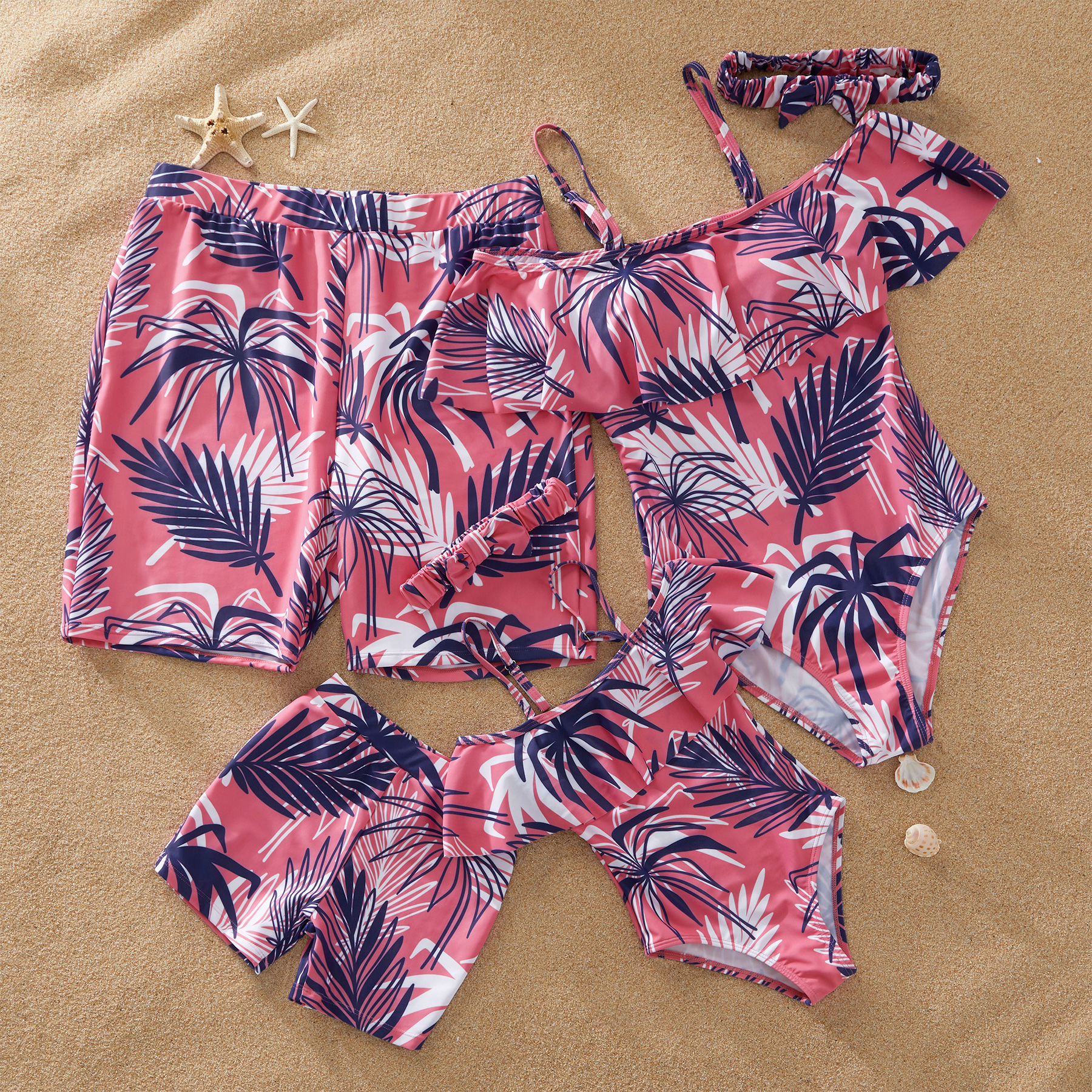 Red Palm Tree Family Matching Swimwear