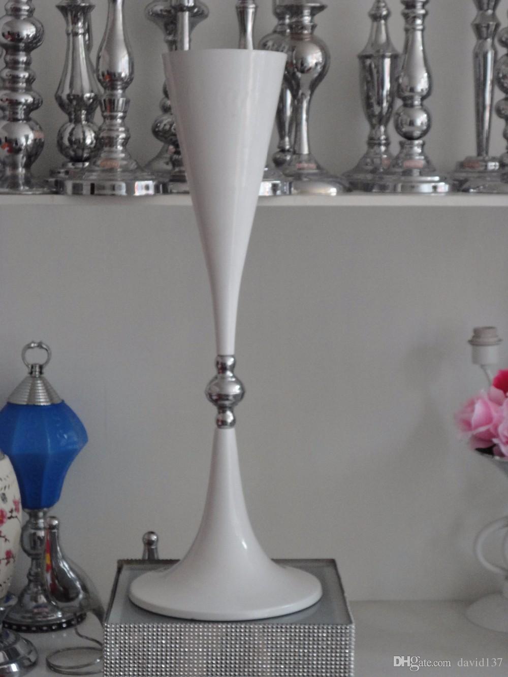 Wholesale white Trumpet mental Vases for wedding table