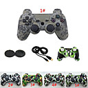 camouflage double choc jeu sans fil Bluetooth contrôleur  bouton protecteur  câble  étui en silicone pour sony ps3