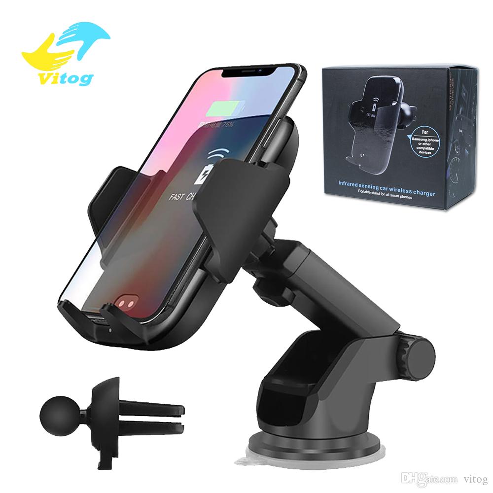 Automatic Infrared Sensor holder Wireless Car Charger for iP11 pro max X XS Max XR Quick fast Charger Car Mount For Samsung S8 S9 note10