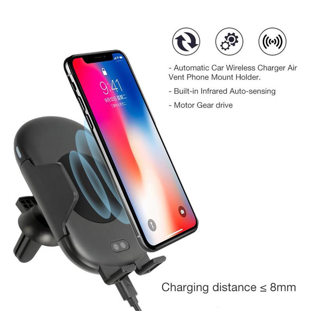 New QI Car Wireless Charger Automatic Induction Clamping Air Vent Mount Holder Quick Charging for Samsung S9 S8 S7 and iPhone 8 X XS