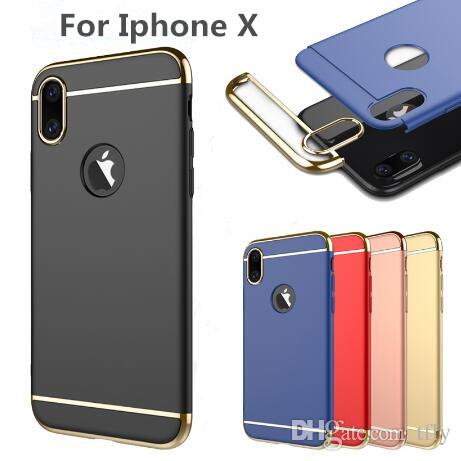 UltraThin Full Protection Electroplated 3 in 1 Hard PC Cell Phone Case Luxury Back Cover for iPhone 8 6 6S 7 X Plus Samsung galaxy S8 note 8