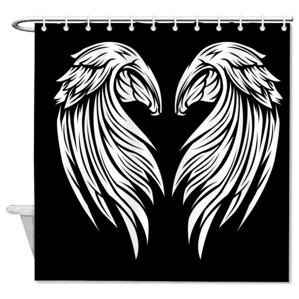 Wing Black and White hower Curtain for Teen Boy Teen Girl Bathroo Bath Decor, 60 x 72 Inch