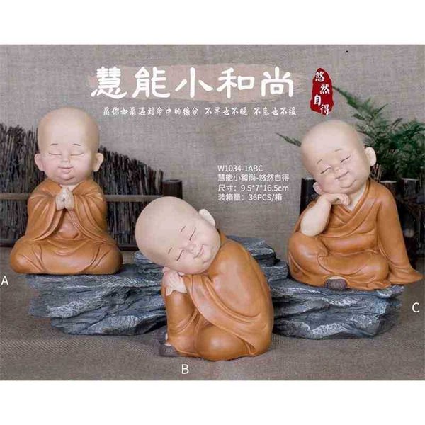 Zen can be leisurely home office tea table decoration Buddhist aihuineng little monk crafts