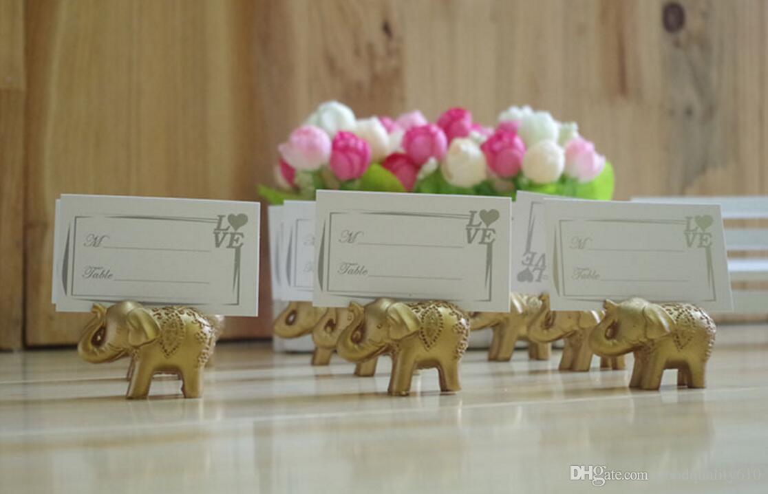 20pcs Gold Elephant Name Number Menu Table Place Card Holder Clip Wedding Baby Shower Party Reception Favor