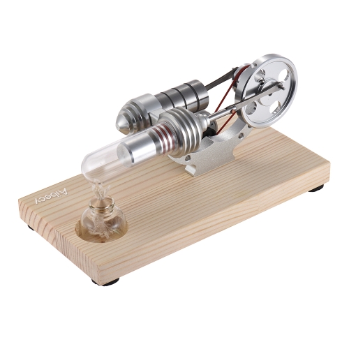 Aibecy Mini Hot Air Stirling Engine Motor Model Electricity Generator Wooden Base Physics Science Educational Toy