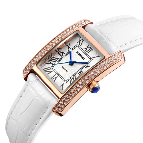 SKMEI 3ATM Water-resistant Fashion Casual Watch Women Quartz Watches Genuine Leather Wristwatch Female Relogio Musculino