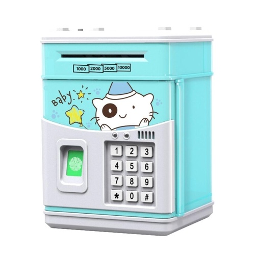 Tirelire électronique MINI ATM Saving Box avec mot de passe simulé Tirelire d'empreintes digitales pour pièces de monnaie Papier à défilement automatique pour garçons filles Enfants Safe Bank Box Cadeaux d'anniversaire parfaits