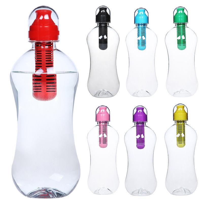1pcs, 7Colors,550ml Outdoor Portable Multifunctional Camping Plastic PE Hydration Filtered Sports Drinking Water Bottle 310375-H