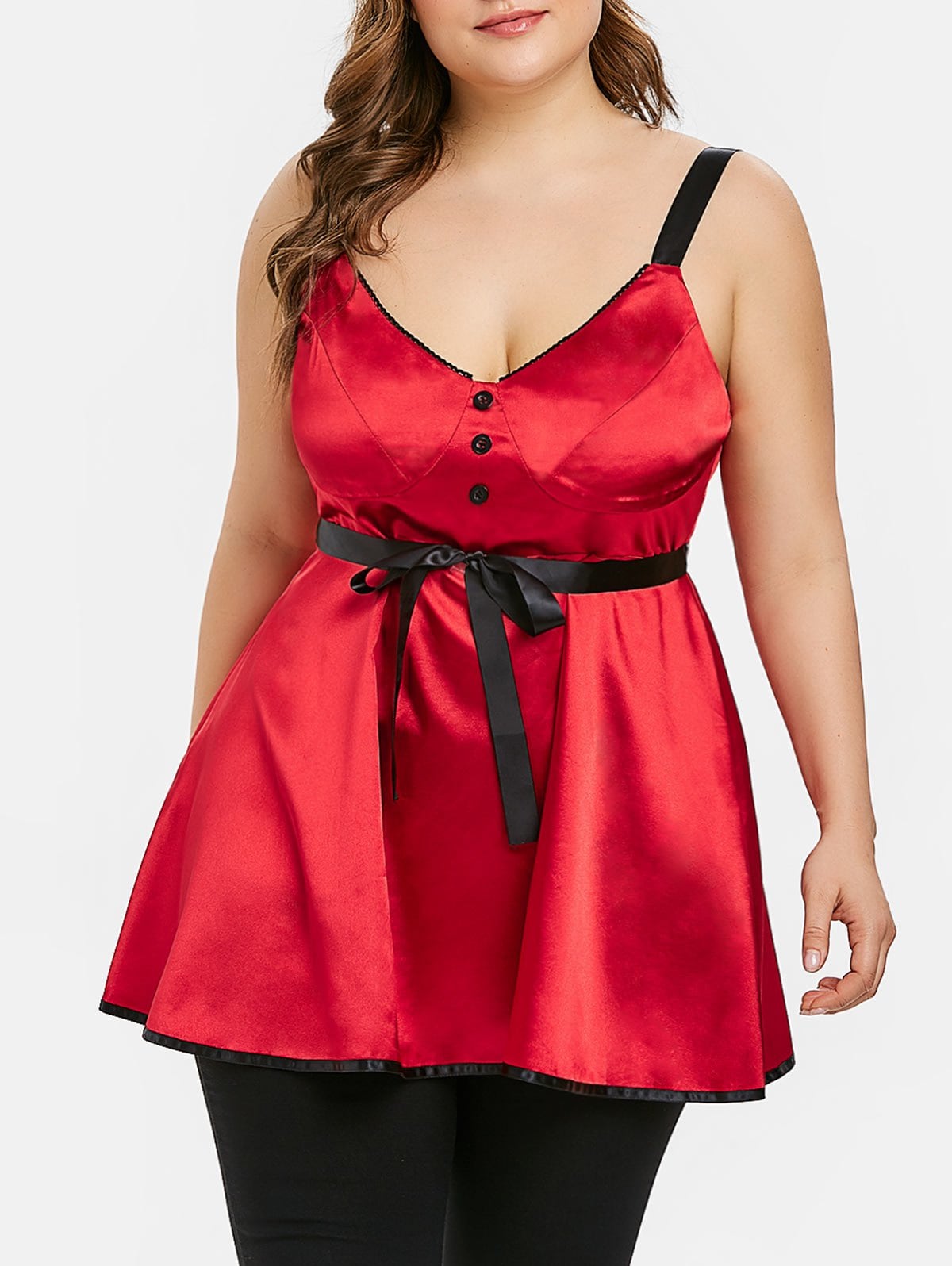 Plus Size Two Tone Lingerie Button Dress