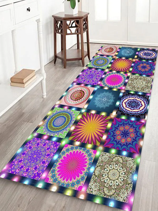 Geometric Floral Print Floor Rug