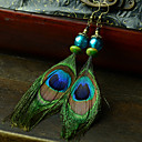 Ethnic (Peacock) Multicolor Feather Drop Earrings (1 Pair)