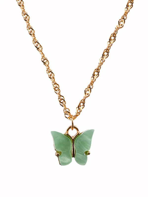 Acrylic Butterfly Charm Chain Necklace
