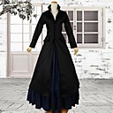 Manches longues noir 2-pièces en satin Robe gothique victorienne